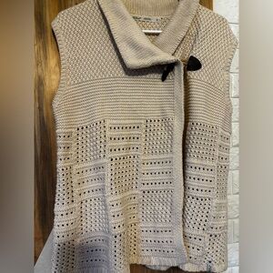 Woolrich Cream Knit Toggle Vest | Grandmacore Cottagecore | Small